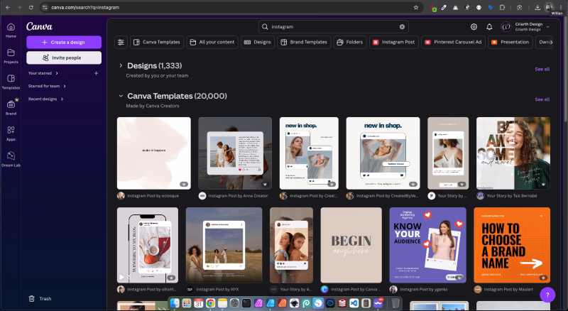 Interface Canva