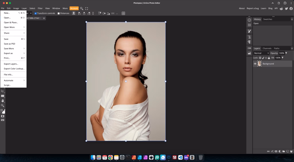 Remove Backgrounds: Tools for Clean Images 2 Open your image in Photopea